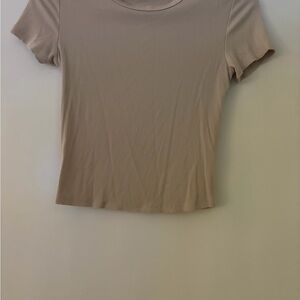Classic Beige Ribbed Women's Top